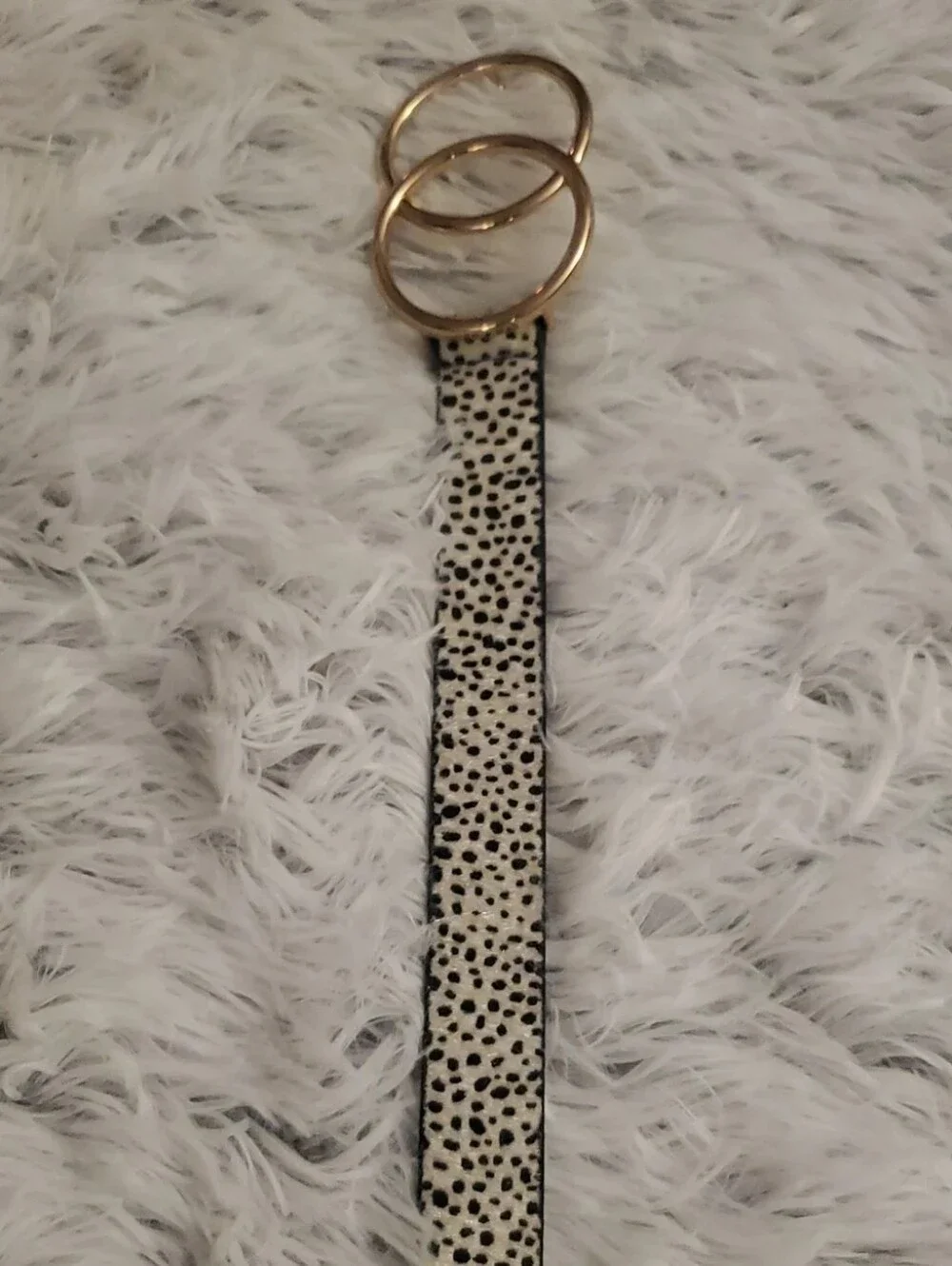 **ASOS Black & White Cheetah Print Double Ring Belt – Gold Hardware – Size S**